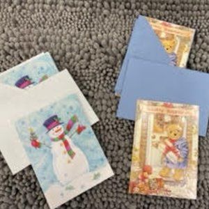 Set of 10  (5 Snowman 5 Bear) Happy Holiday Cards